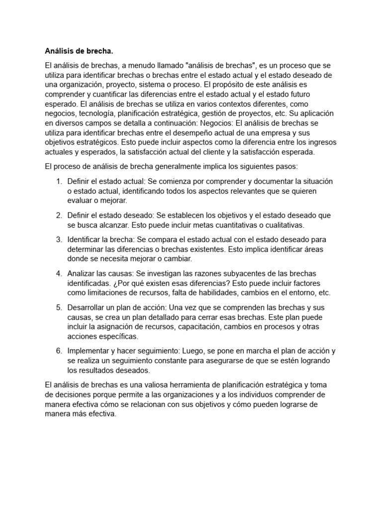 Analisis de Brecha Etc. | PDF | Riesgo | Planificación