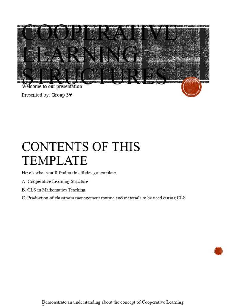 Group 3 cooperative learning structures pdf