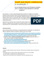 Enunciado Da Avaliação 1 - História e Ensino Da Cultura Afrobrasileira-Indígena (IL70174)