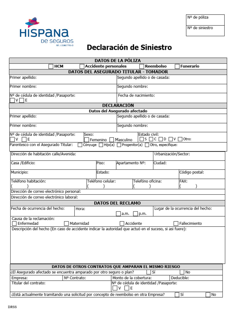 Declaración de Siniestro de Seguro | PDF