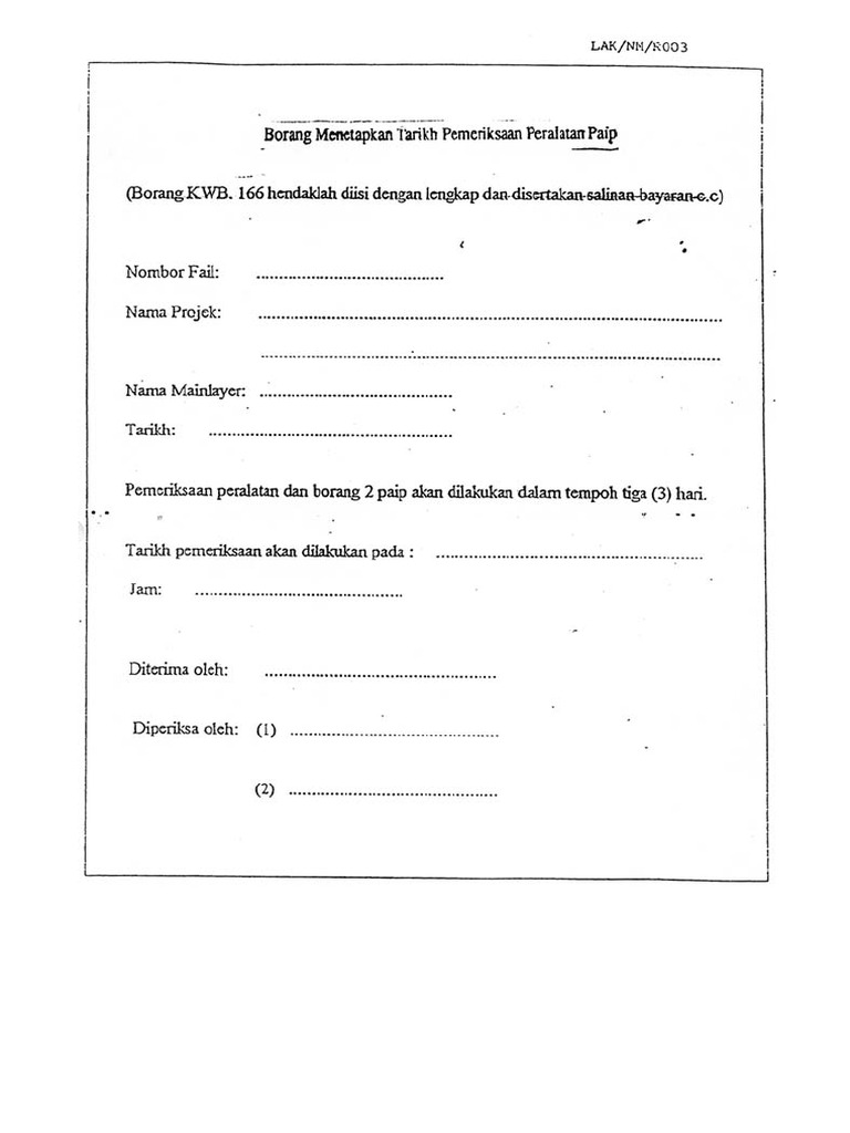 LAK NM R003 Pipe Inspection Form PDF