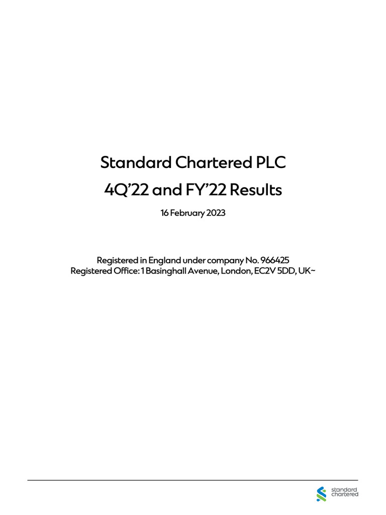Standard Chartered PLC Full Year 2022 Press Release PDF Equity