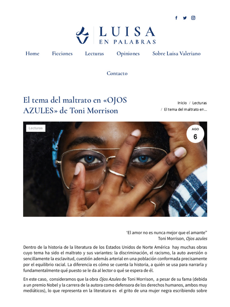 El tema del maltrato en OJOS AZULES de Toni Morrison PDF