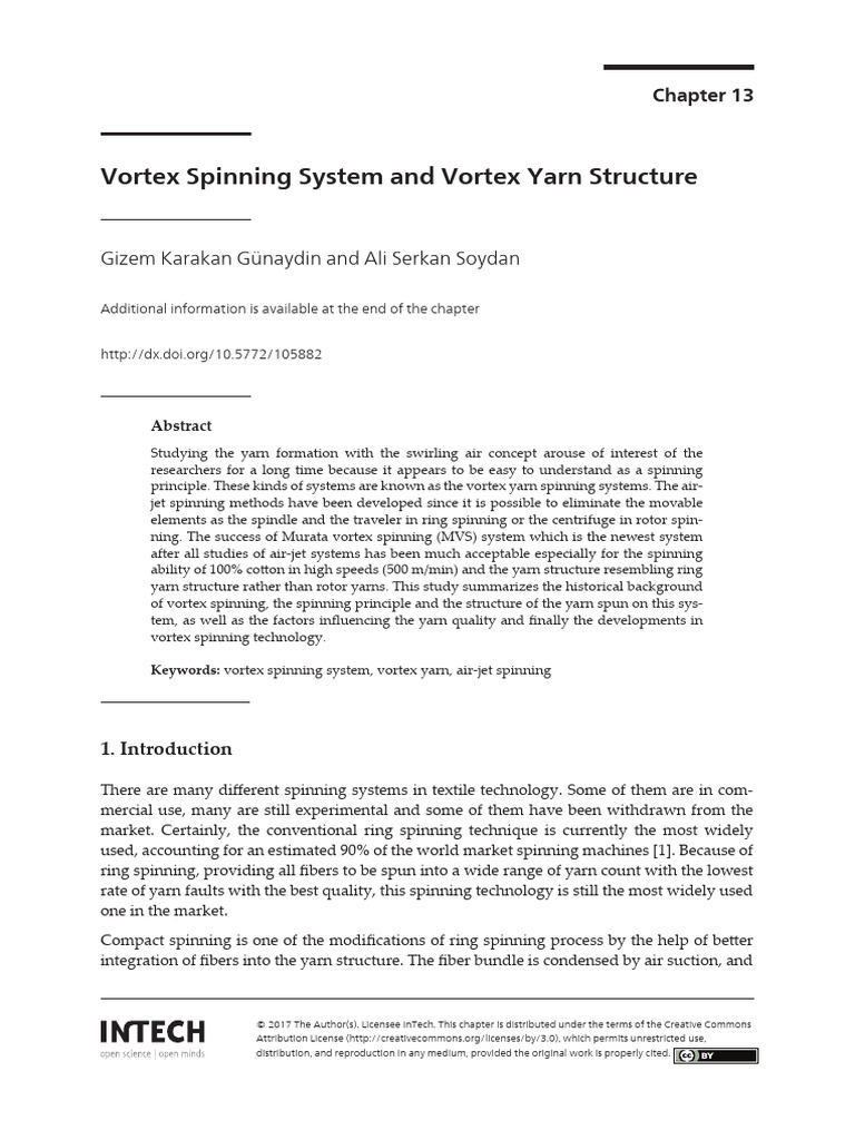 Vortex Yarn Spinning Systems Overview | PDF | Spinning (Textiles) | Yarn