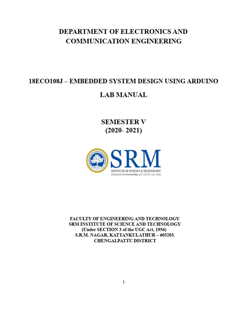Arduino Lab Manual | PDF | Arduino | High Voltage