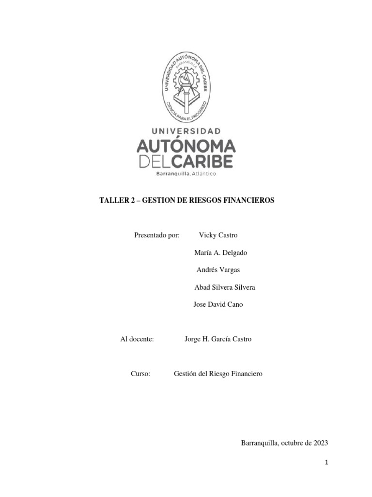 Taller 2 Gestion De Riesgos Financieros Pdf Inflación índice De