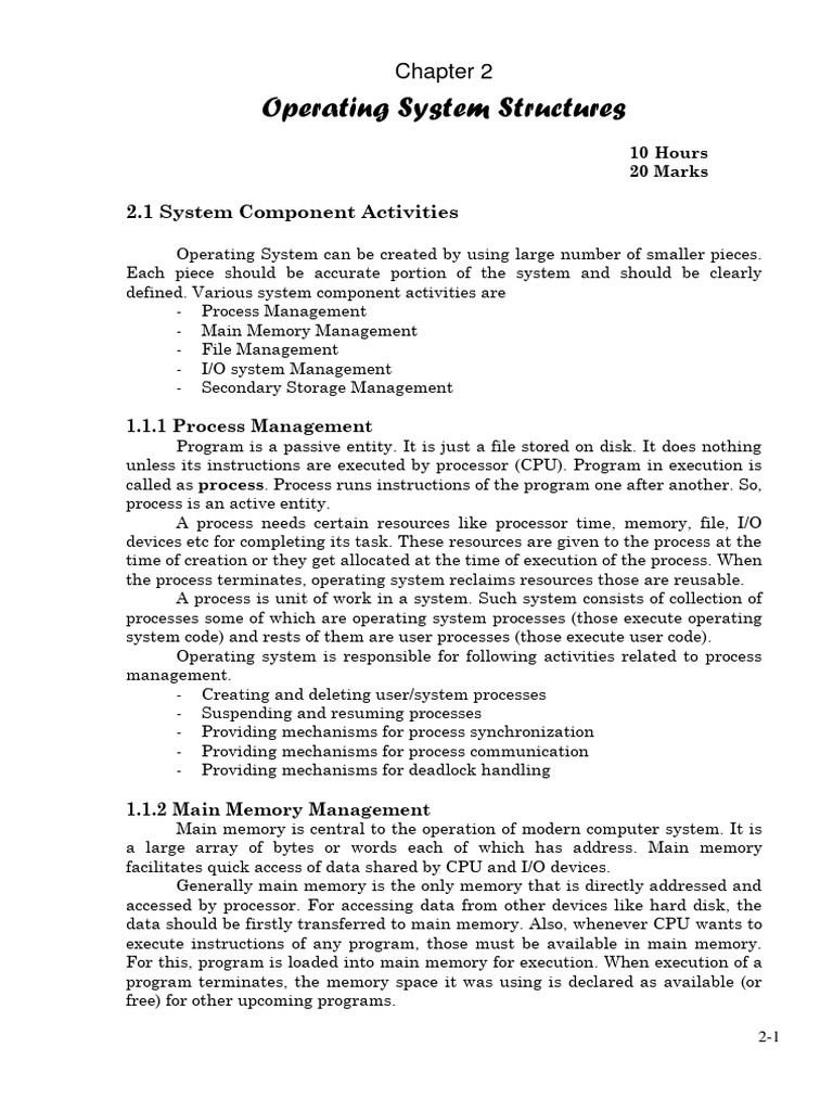 Chapter 2 - Operating System Structures (1) | PDF