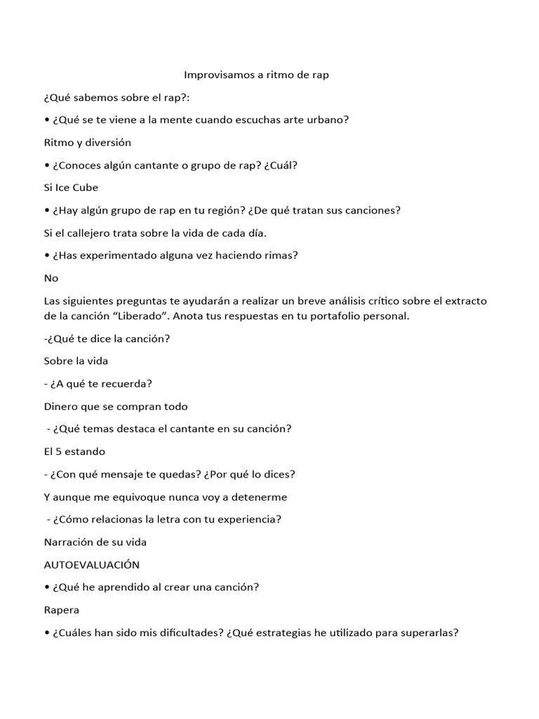 Improvisación y Rimas en el Rap | PDF