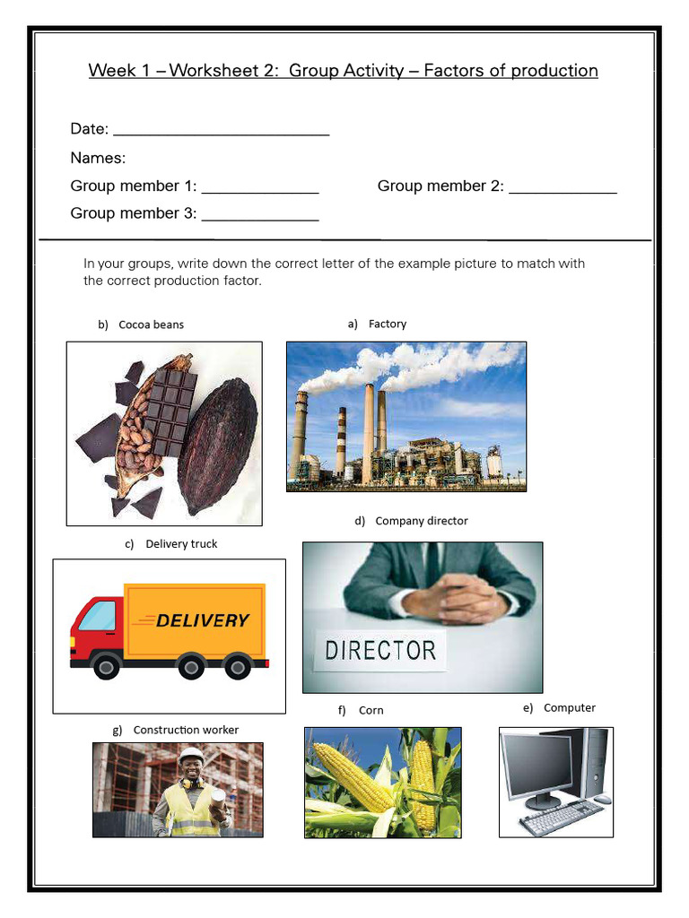Worksheet 2 - Group Activity - Factors of Production | PDF