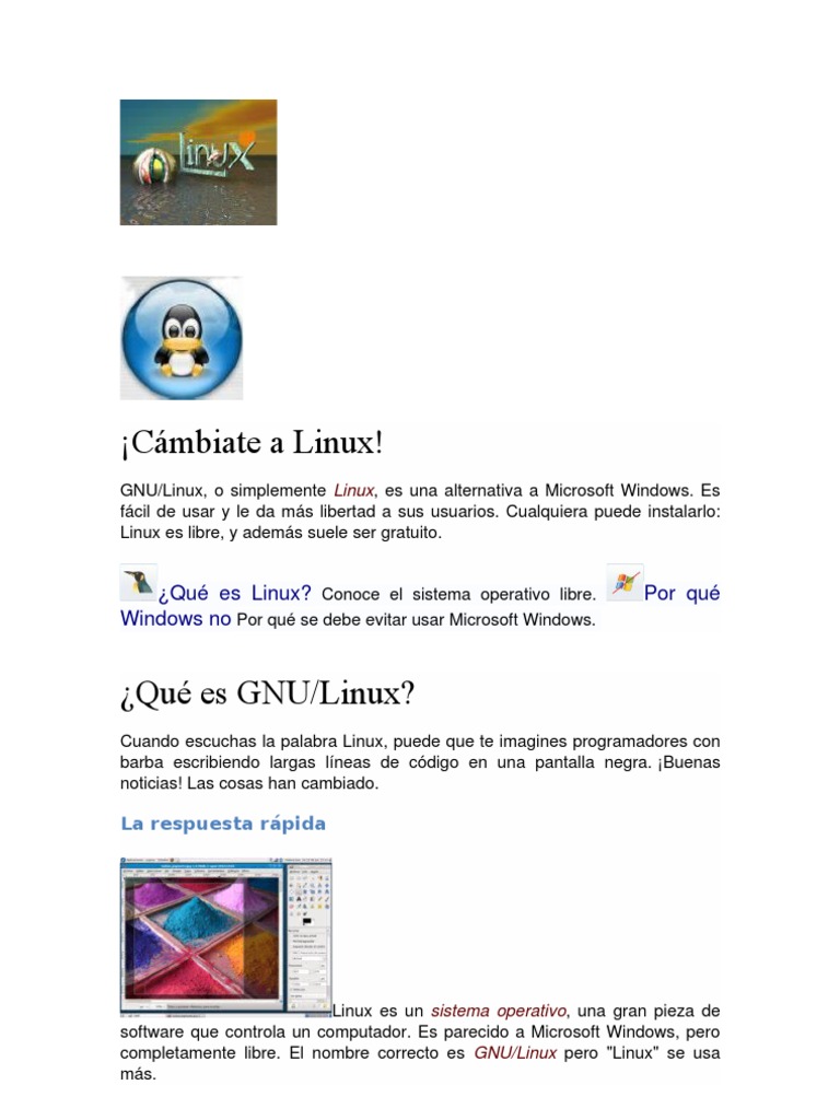 Cámbiate A Linux Pdf Distribución De Linux Software Libre
