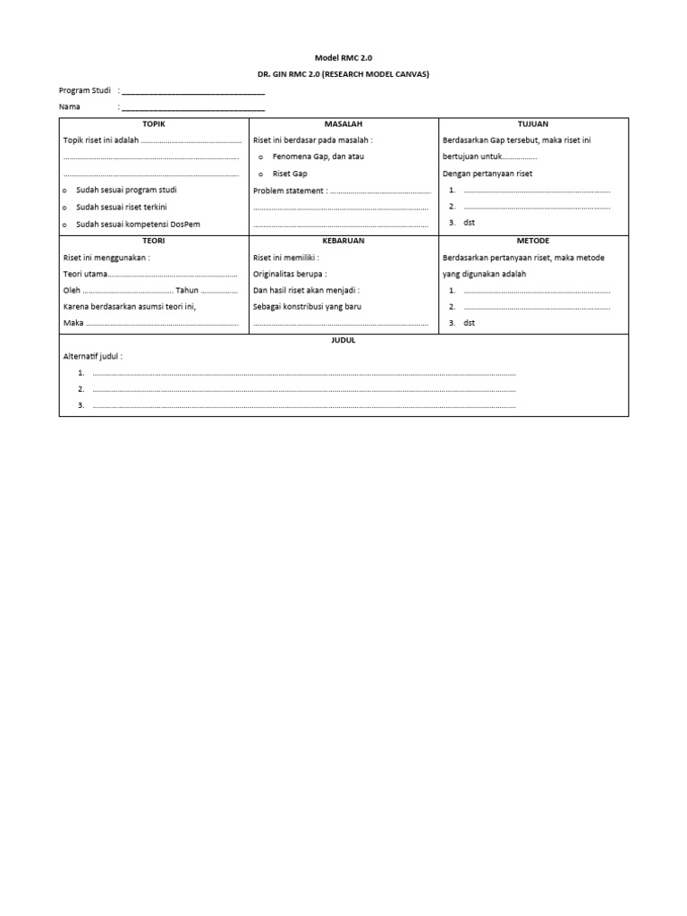 Model RMC 2.0 untuk Penelitian Riset | PDF