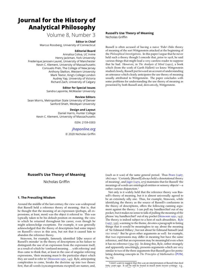 Russells Use Theory of Meaning PDF
