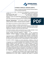 Contrato de Prenda Comercial Ordinaria Abierta