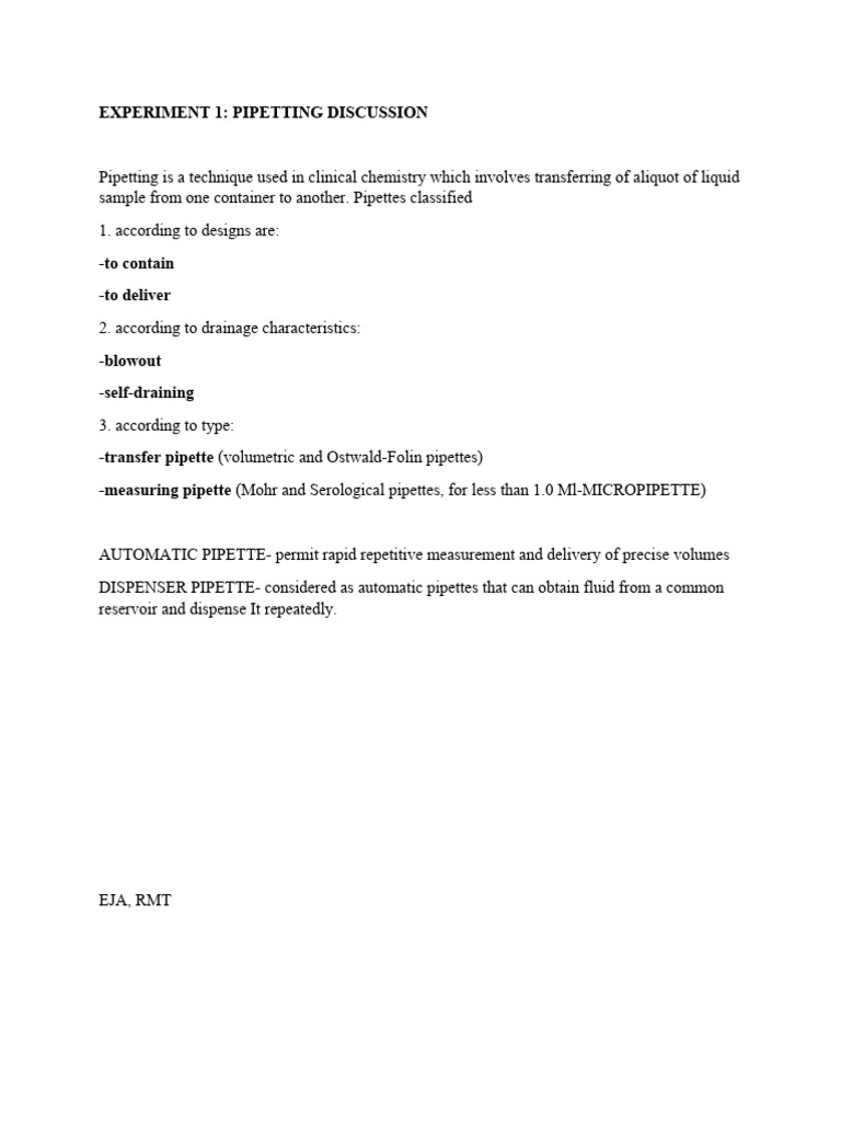 Pipetting Techniques PDF