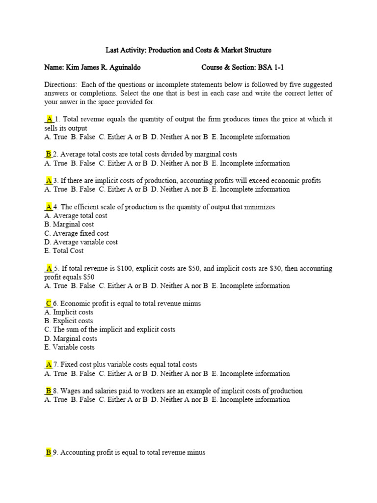 Short Run Production and Cost Analysis | PDF | Technology & Engineering