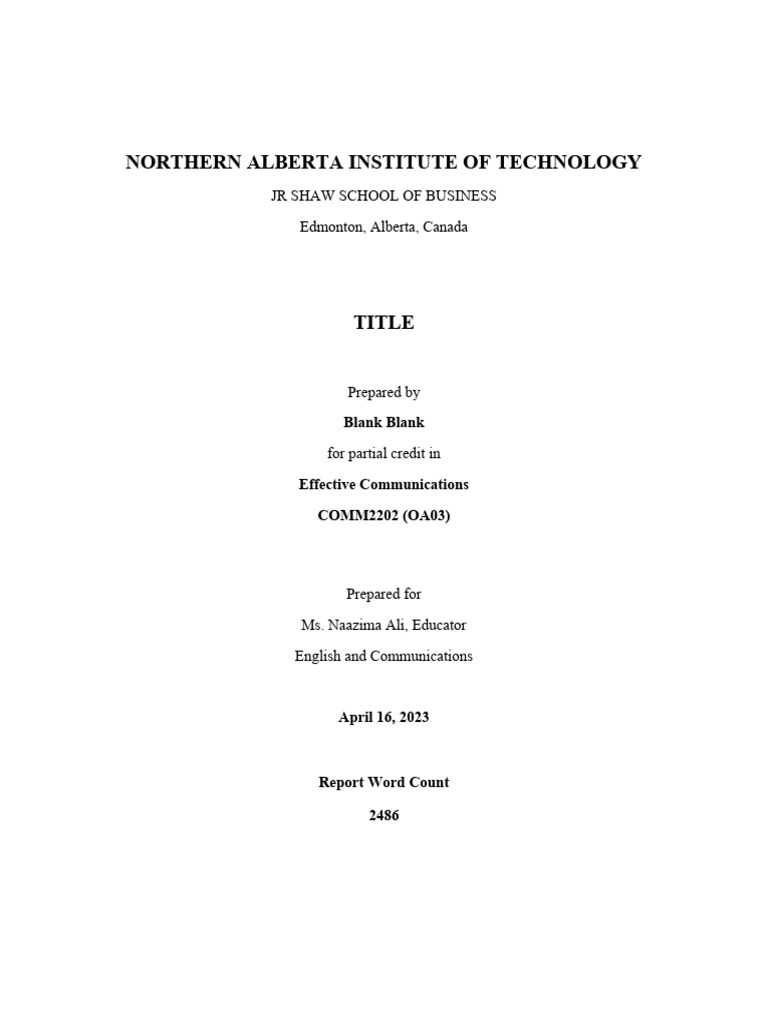 Formal Report Format Sample PDF