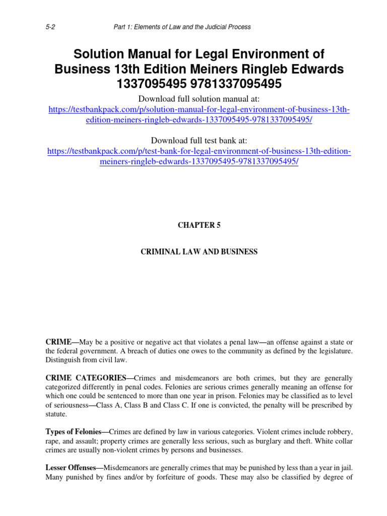 Legal environment of business 13th edition meiners solutions manual 1 pdf