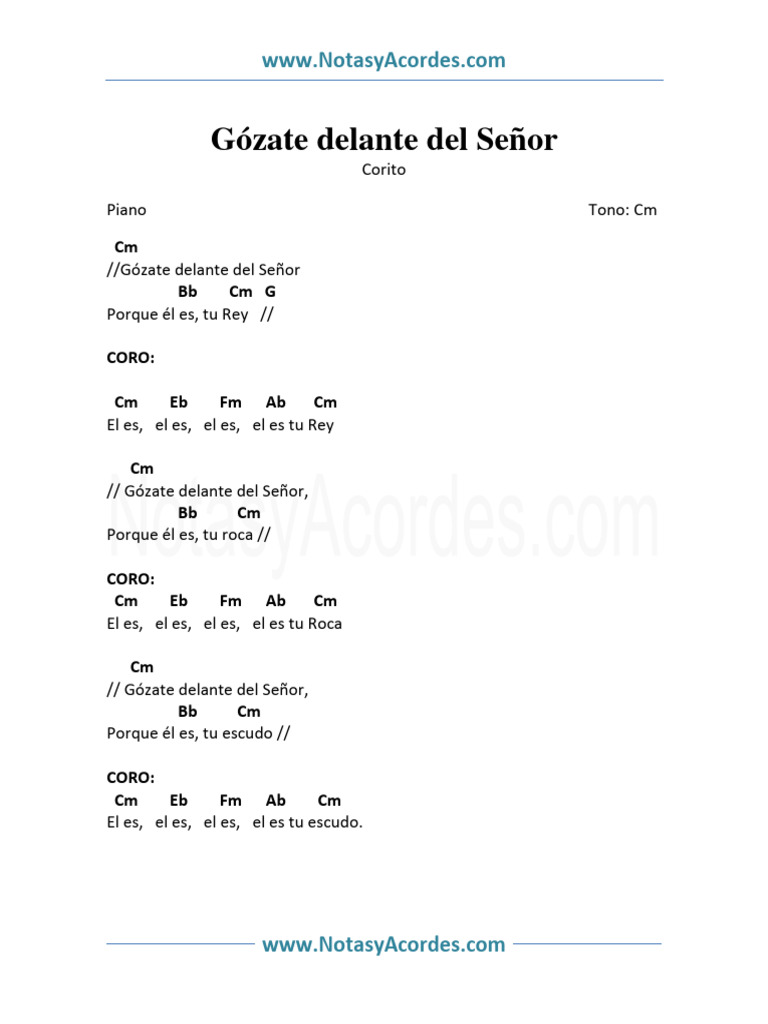 Gozate Delante Del Señor Coro | PDF