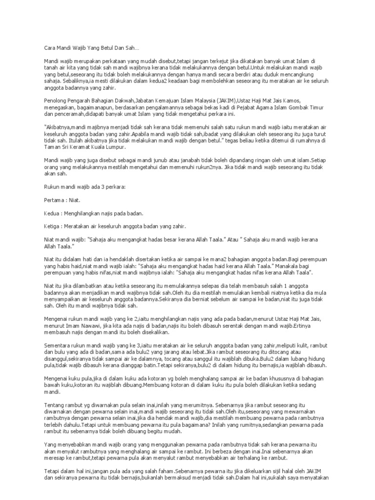 Cara Mandi Wajib Yang Betul Dan Sah Pdf