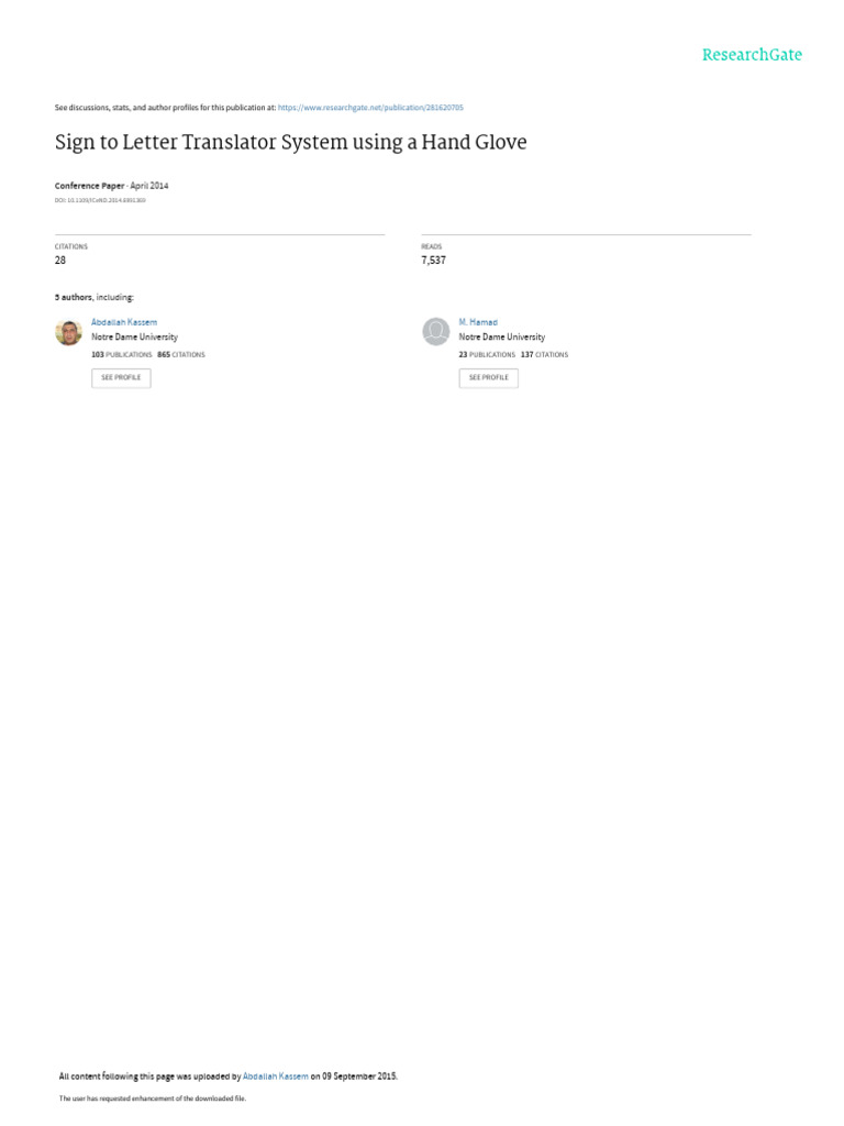 Sign To Letter Translator System Using A Hand Glove April 2014 PDF Communication
