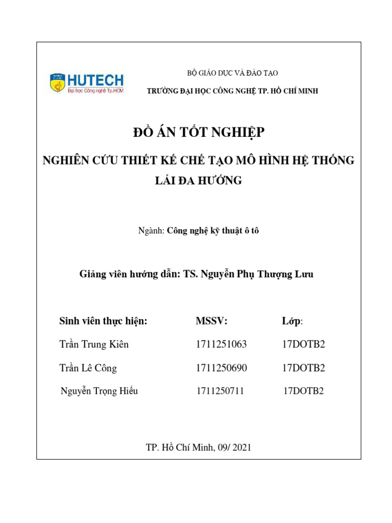 Đồ Án Tốt Nghiệp: Nghiên Cứu Thiết Kế Chế Tạo Mô Hình Hệ Thống Lái Đa ...
