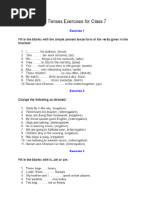 Tenses Exercises For Class 7