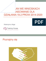 Biznesplan We Wnioskach o Dofinansowanie Dla Dzialania 19