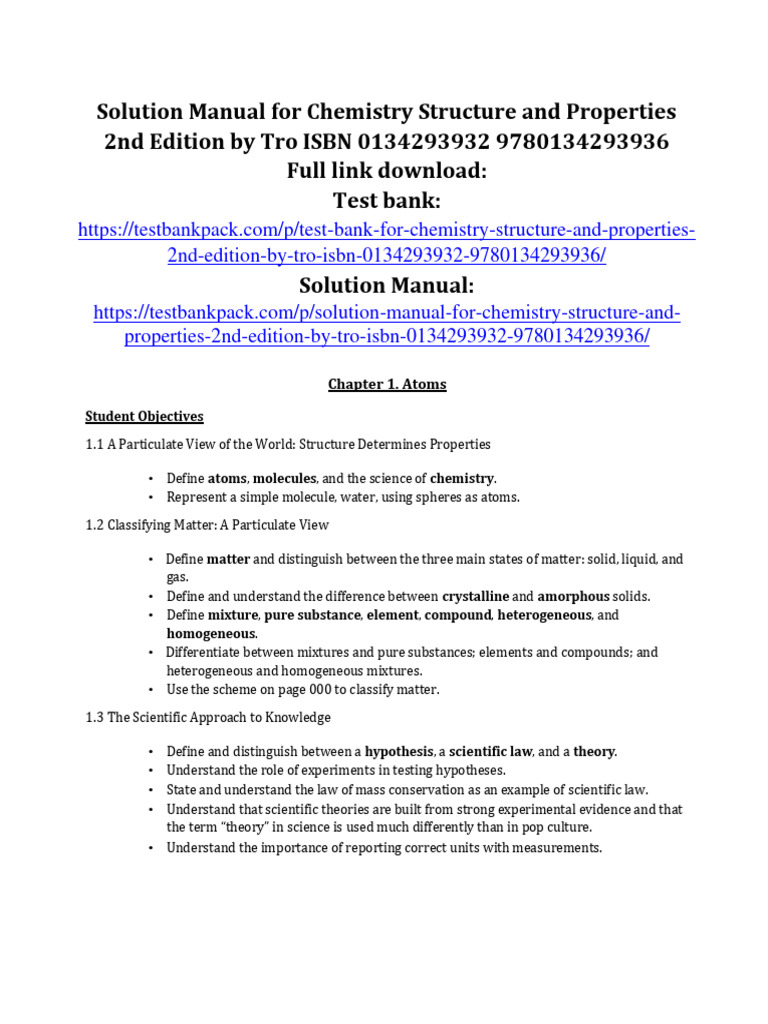 Solution Manual For Chemistry Structure and Properties 2nd Edition 