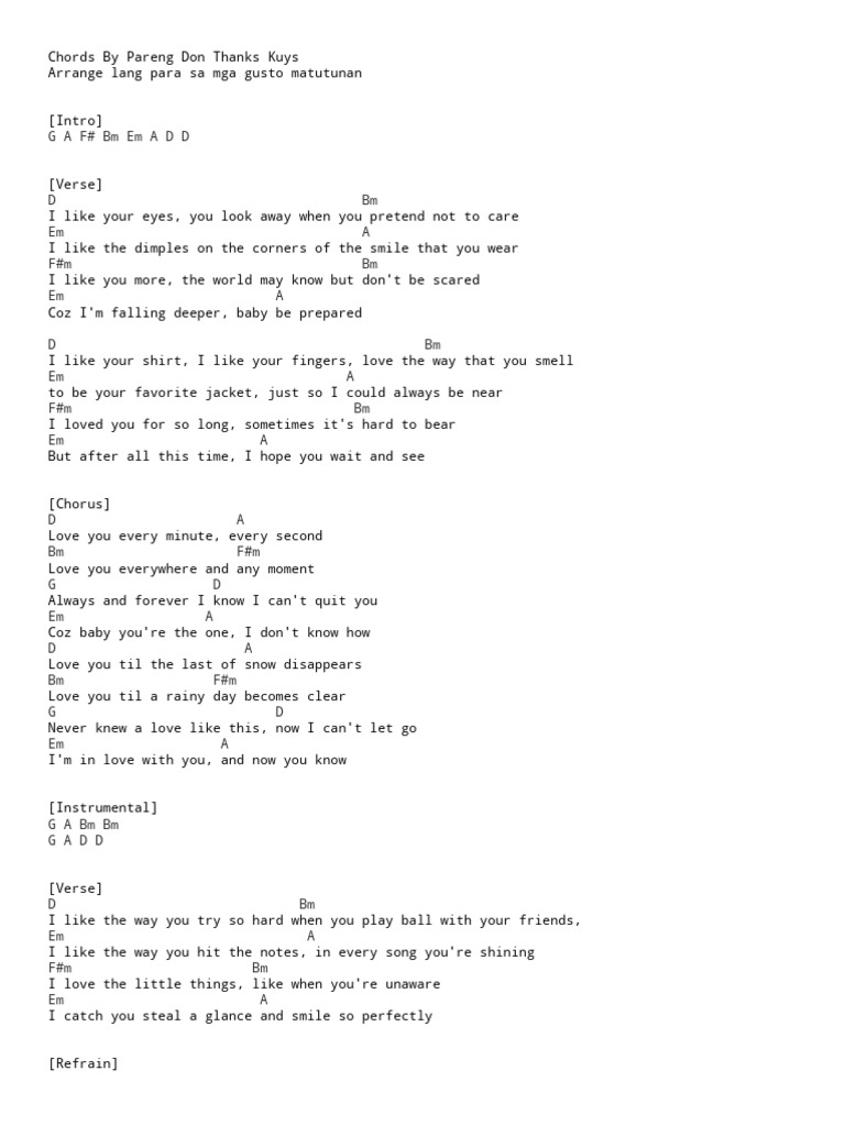 I Like You So Much Ang You'll Know It PDF Song Structure Songs