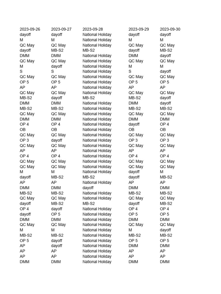 Shift Attendance Pdf