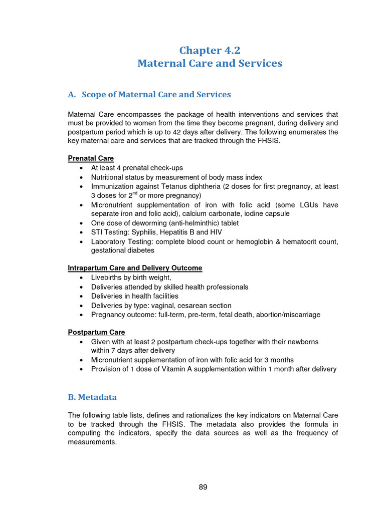 Fhsis Maternal PDF Body Mass Index Pregnancy