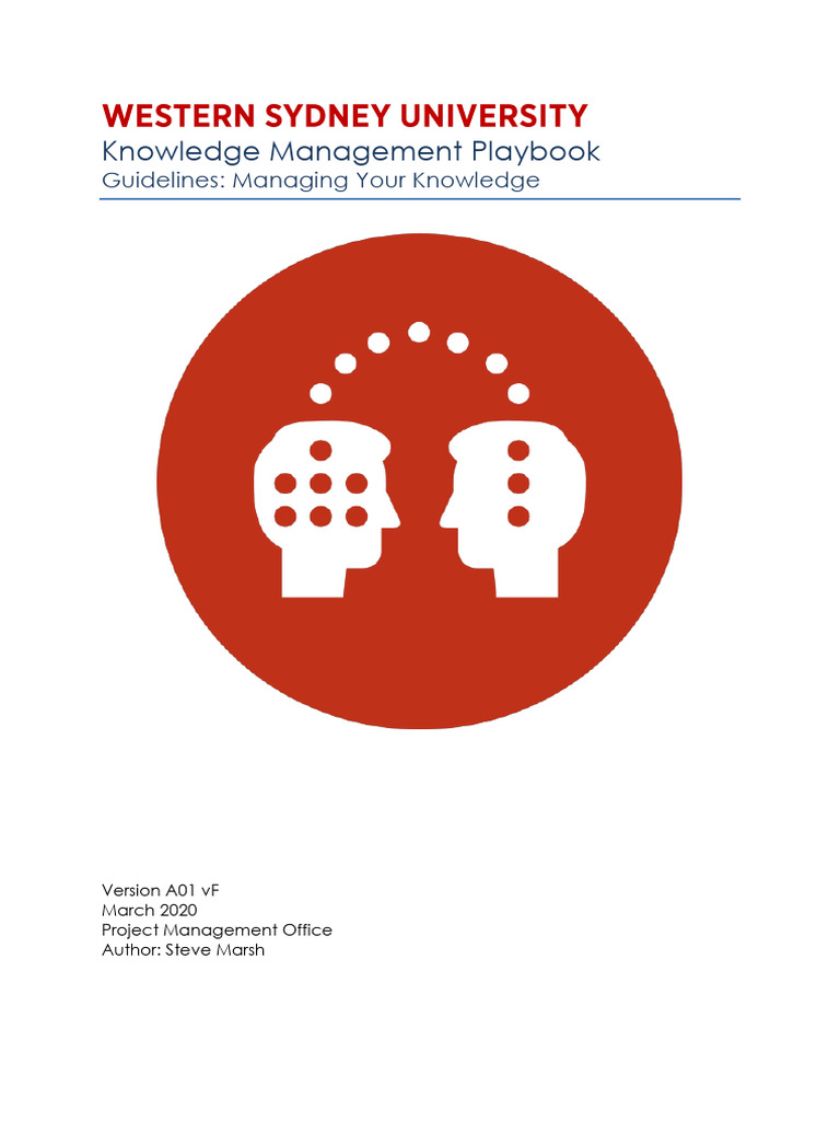 A01 Knowledge Management Playbook Guidelines Managing Your Knowledge