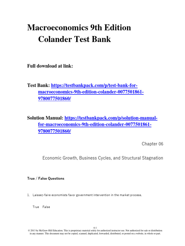 Macroeconomics 9th Edition Test Bank | PDF | Economics | Business Cycle
