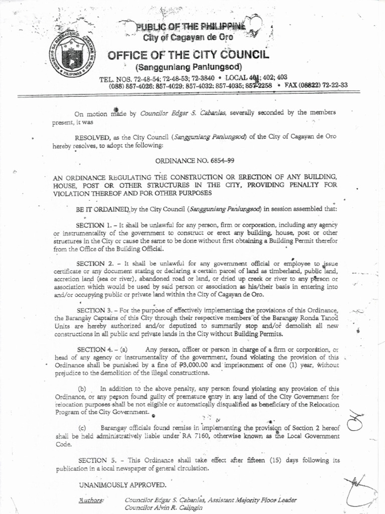 685499 Ordinance Regulating Construction of Structures PDF