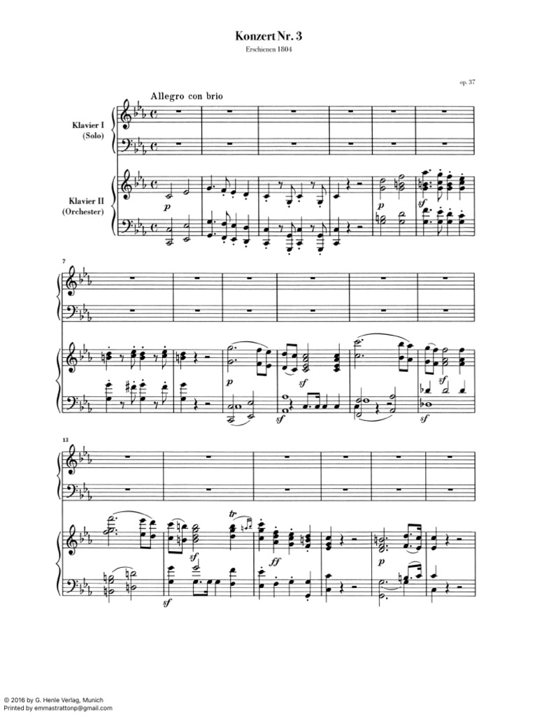 Beethoven-Piano Concerto No. 3 in C Minor Op. 37-Piano
