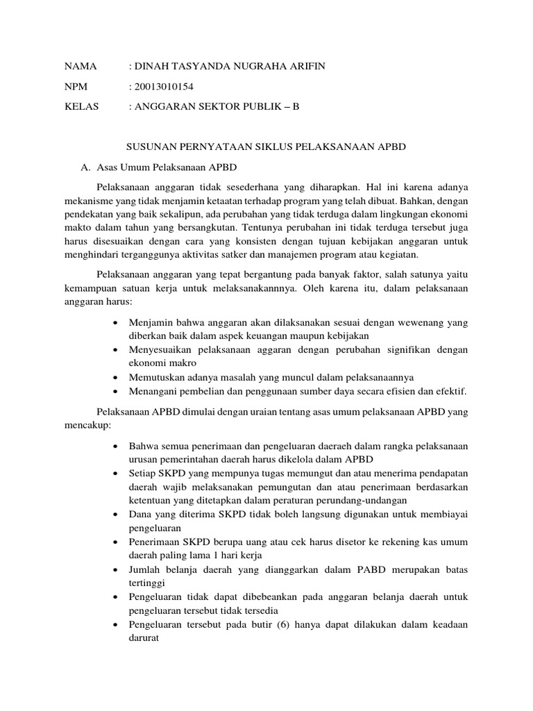 Pelaksanaan APBD: Asas dan Ketentuan | PDF