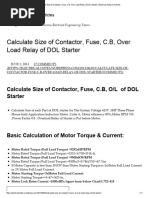 Calculate Size of Contactor, Fuse, C