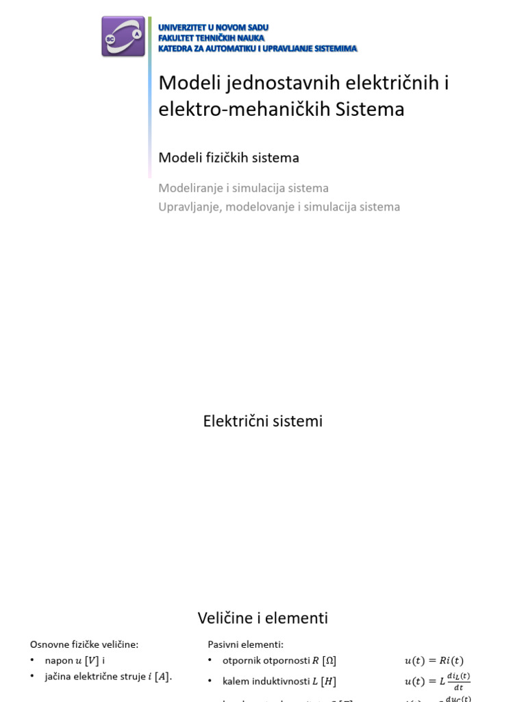 038 Elektro-Mehanicki Sistemi 2020 | PDF