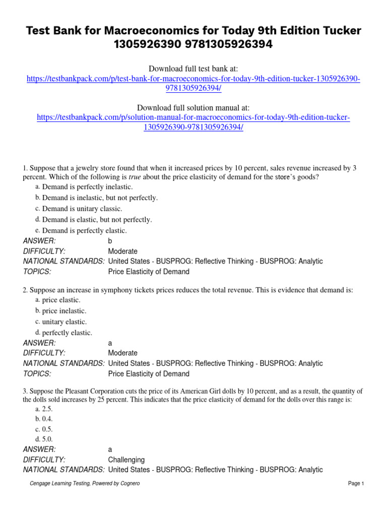 Macroeconomics For Today 9th Edition Tucker Test Bank 1 | PDF | Demand ...
