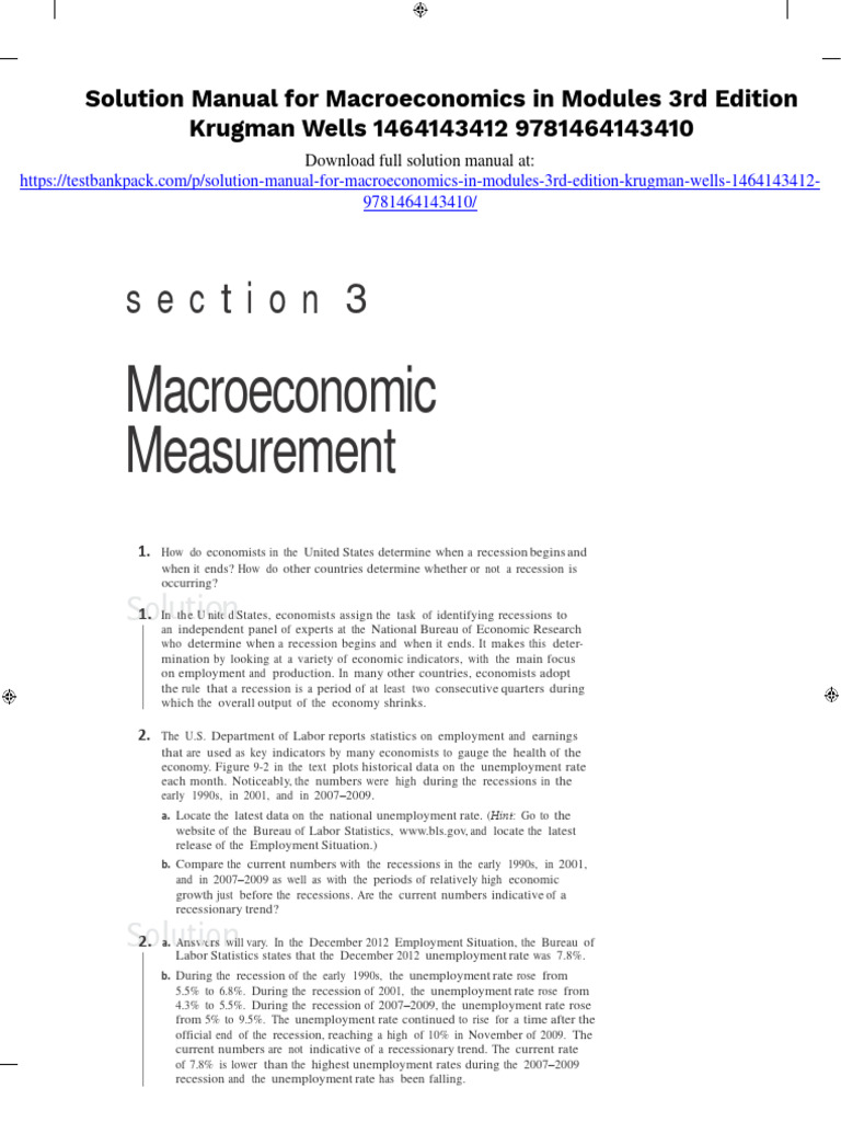 Macroeconomics in Modules 3rd Edition Krugman Solutions Manual 1 PDF