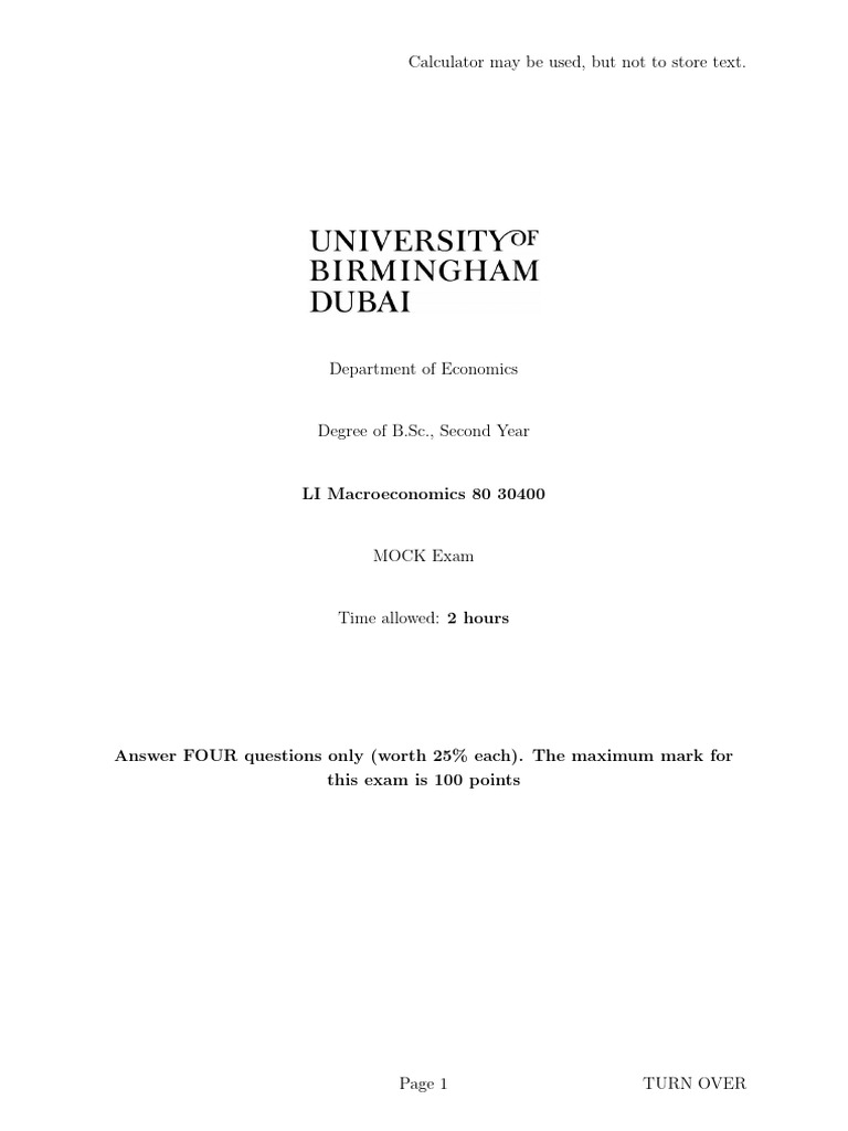 Macro Exam Mock Pdf Macroeconomics Economies