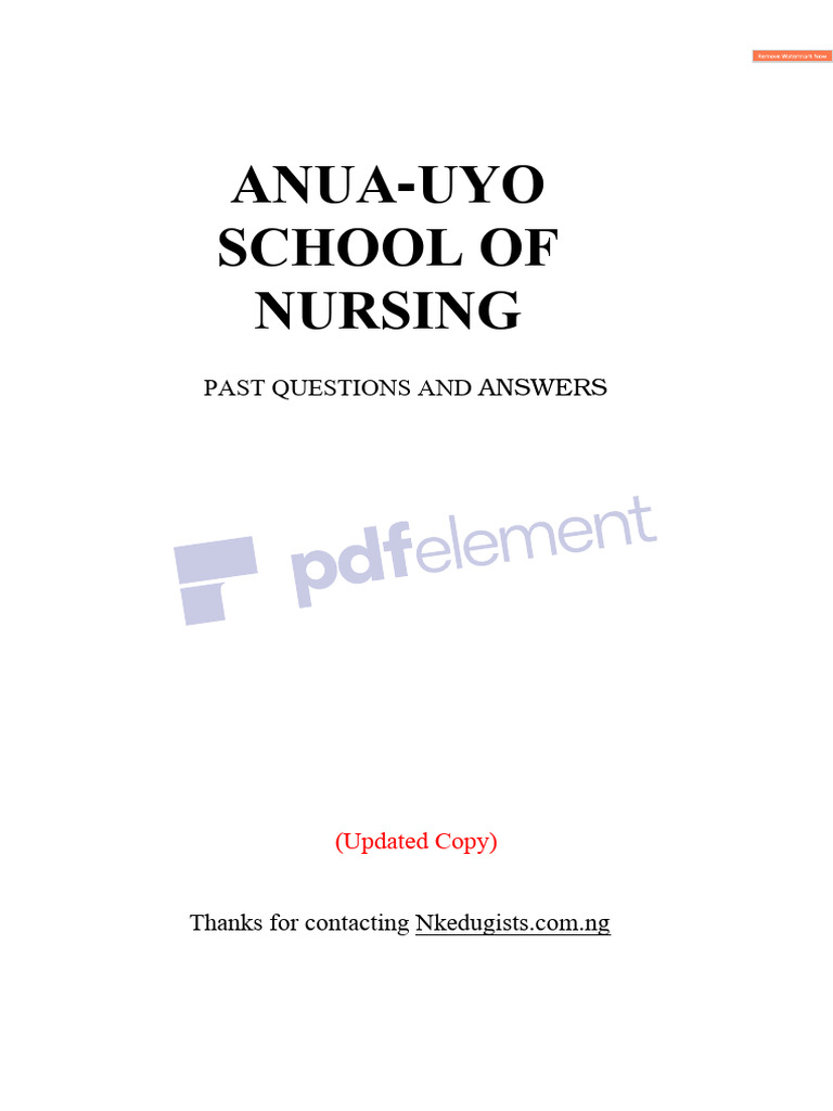 Nursing Entrance Exam Past Questions | PDF | Water | Glucose