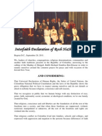 Interfaith Declaration of Rosh HaShanah 5772. Bogota, Colombia
