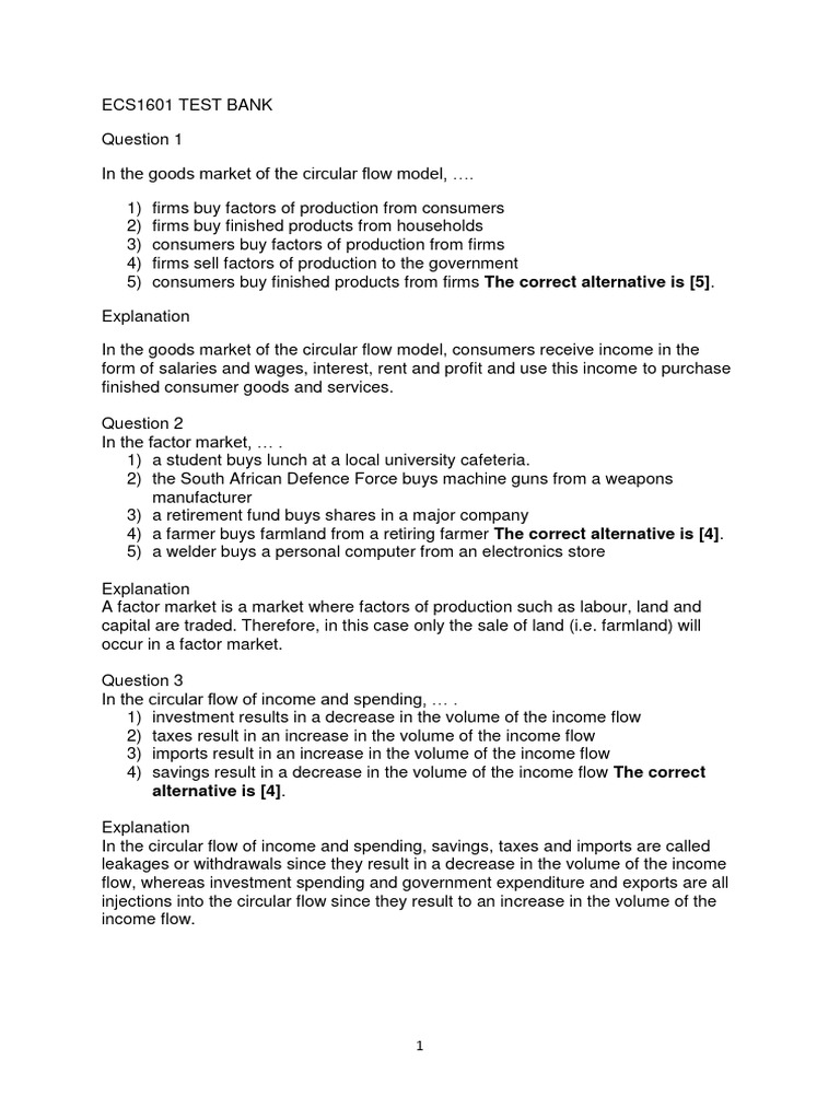 Ecs1601 TEST BANK | PDF | Gross Domestic Product | Fiscal Multiplier