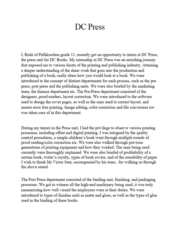 Internship report pdf books publishing