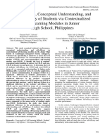 Performance, Conceptual Understanding, and Self-Efficacy of Students Via Contextualized Self-Learning Modules in Junior High School, Philippines