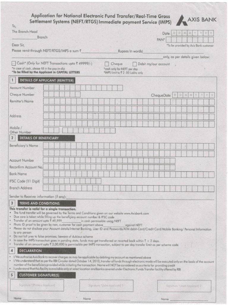 Axis bank form pdf