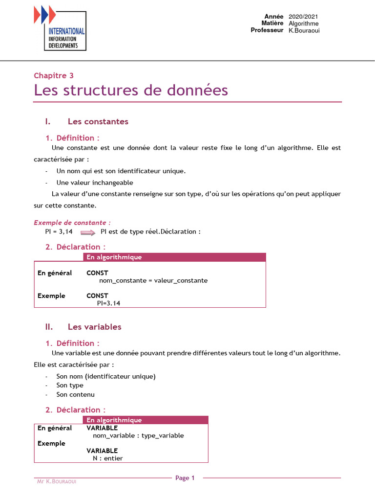 Introduction aux structures de données | PDF | Variable (informatique ...