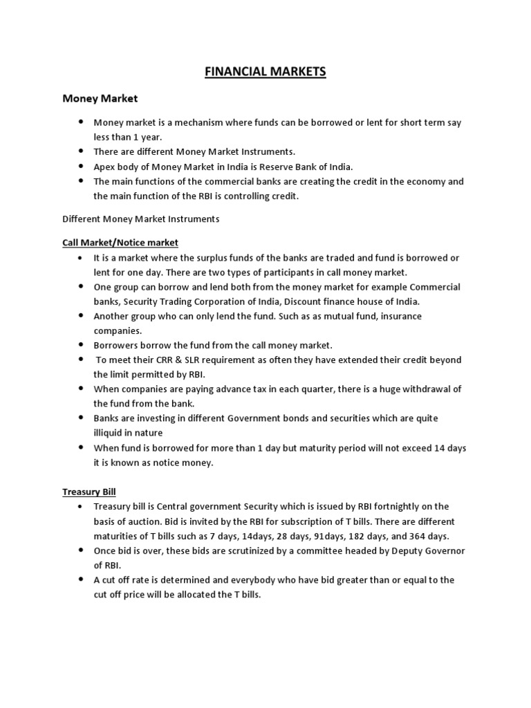Overview of Money and Capital Markets | PDF | Futures Contract | Option ...