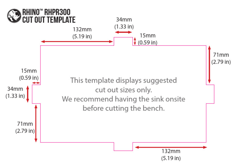 Rhino Coffee Gear Rinser 300mm Installation Bench Template | PDF